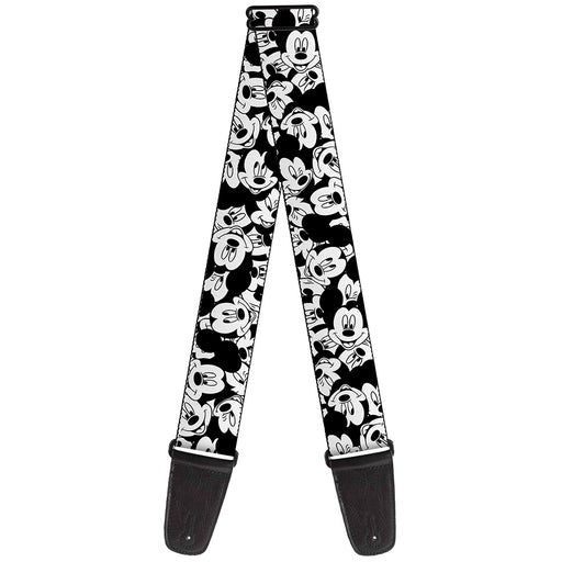 Guitar Strap - Mickey Mouse Expressions Stacked White Black Guitar Straps Disney   