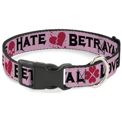 Plastic Clip Collar - Love/Hate/Betrayal Pink/Black/Fuchsia Plastic Clip Collars Buckle-Down   