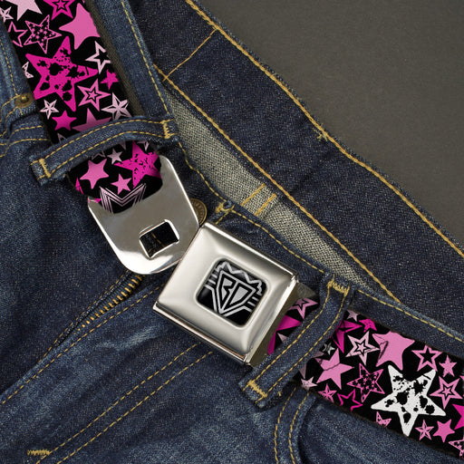 BD Wings Logo CLOSE-UP Full Color Black Silver Seatbelt Belt - Stargazer Black/Pink Webbing Seatbelt Belts Buckle-Down   