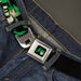 GREEN ARROW Logo Full Color Black Green Seatbelt Belt - GREEN ARROW Action Poses/Targets Black/Greens Webbing Seatbelt Belts DC Comics   