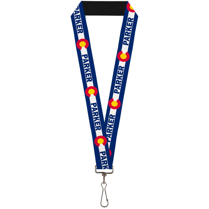 Lanyard - 1.0" - Colorado PARKER Flag Blue White Red Yellow Lanyards Buckle-Down   