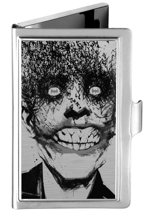 Business Card Holder - SMALL - Joker Bat Face My Dark Architect Cover Brushed Silver Business Card Holders DC Comics   