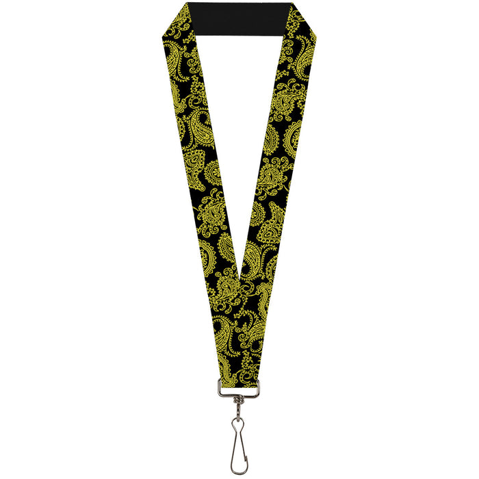 Lanyard - 1.0" - Paisley Black Neon Yellow Lanyards Buckle-Down   