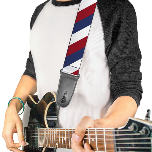 Guitar Strap - Diagonal Stripe Red White Navy Guitar Straps Buckle-Down   