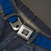 BD Wings Logo CLOSE-UP Full Color Black Silver Seatbelt Belt - Golfing Silhouettes Collage Blues Webbing Seatbelt Belts Buckle-Down   