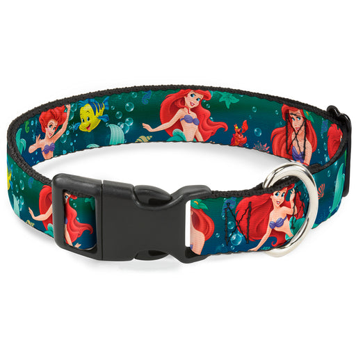Plastic Clip Collar - Ariel Poses w/Flounder Green/Blue Fade Plastic Clip Collars Disney   
