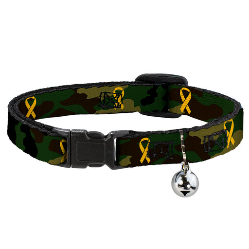 Cat Collar Breakaway - Support Our Troops Camo Olive Yellow Ribbon Breakaway Cat Collars Buckle-Down   