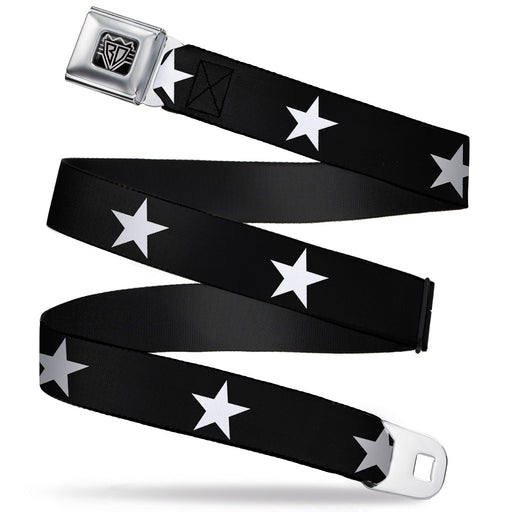 BD Wings Logo CLOSE-UP Full Color Black Silver Seatbelt Belt - Star Black/White Webbing Seatbelt Belts Buckle-Down   