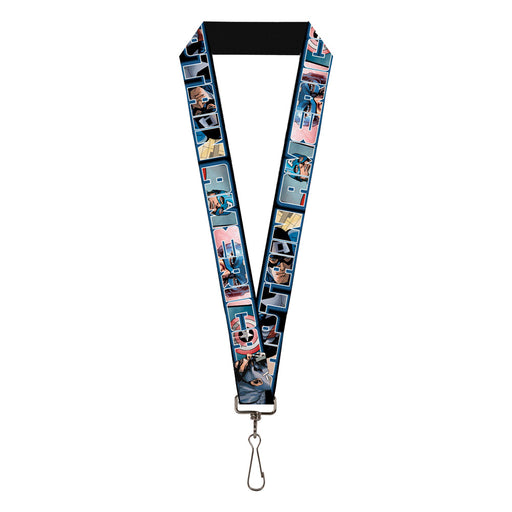 MARVEL UNIVERSE Lanyard - 1.0" - CAPTAIN AMERICA Poses Bold Text Outline Overlay Lanyards Marvel Comics   