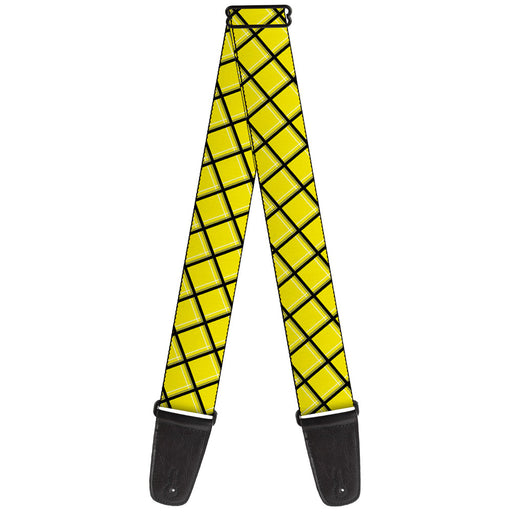 Guitar Strap - Wire Grid Yellow Black Gray Guitar Straps Buckle-Down   