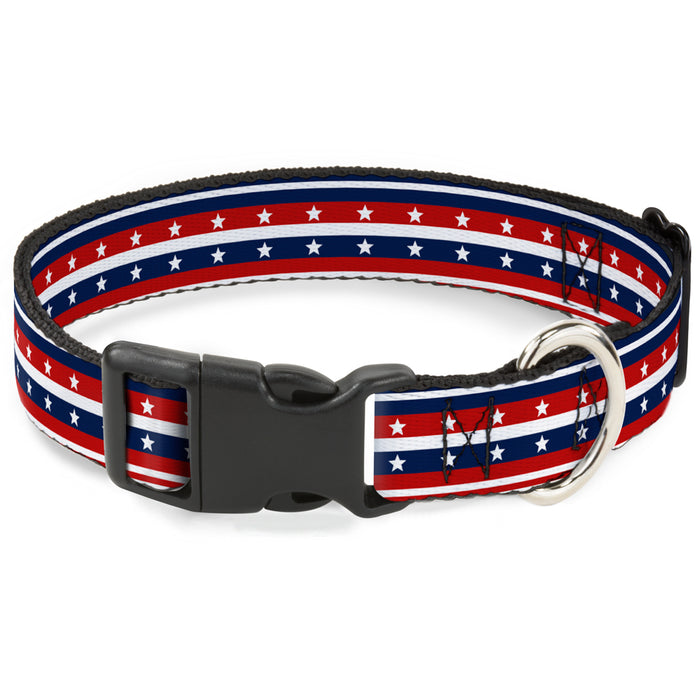 Plastic Clip Collar - Americana Stripe w/Stars2 Blue/Red/White Plastic Clip Collars Buckle-Down   