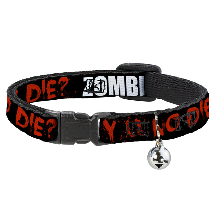 Cat Collar Breakaway - Zombies Y U NO DIE Black White Red Breakaway Cat Collars Buckle-Down   