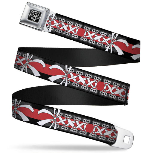 BD Wings Logo CLOSE-UP Full Color Black Silver Seatbelt Belt - Corset Lace Up w/Bow Black/Red Webbing Seatbelt Belts Buckle-Down   