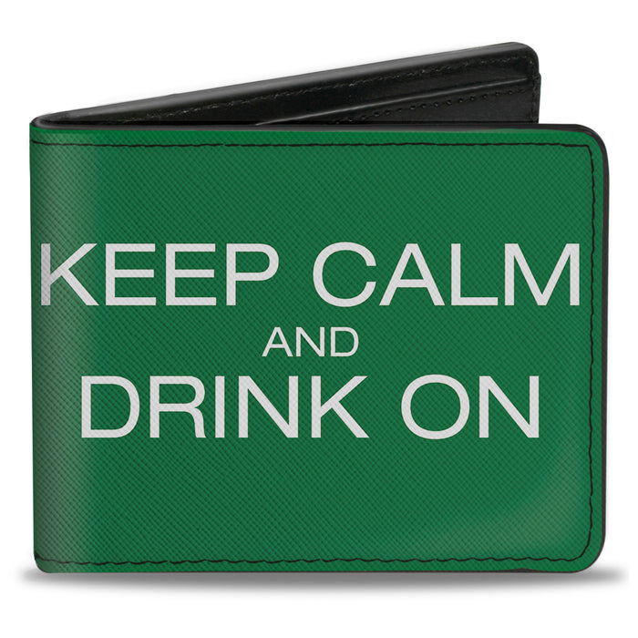 Bi-Fold Wallet - KEEP CALM AND DRINK ON Beer Green White Bi-Fold Wallets Buckle-Down   