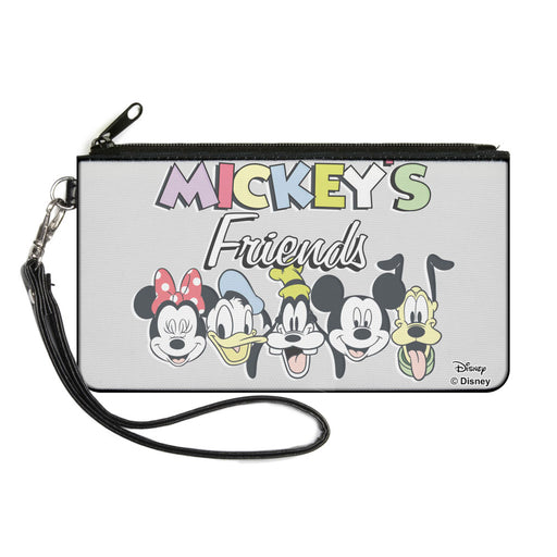 Canvas Zipper Wallet - LARGE - MICKEY'S FRIENDS The Fab Five Faces Gray Canvas Zipper Wallets Disney   