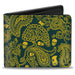 Bi-Fold Wallet - Bandana Skulls Green Gold Bi-Fold Wallets Buckle-Down   