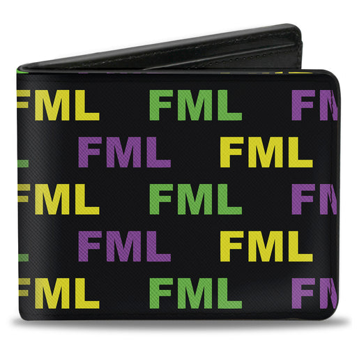 Bi-Fold Wallet - FML Black Yellow Green Purple Bi-Fold Wallets Buckle-Down   