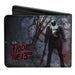 Bi-Fold Wallet - FRIDAY THE 13th Logo Jason Machete Pose Blood Splatter Grays Reds Black Bi-Fold Wallets Warner Bros. Horror Movies   