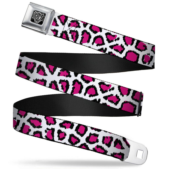 BD Wings Logo CLOSE-UP Full Color Black Silver Seatbelt Belt - Leopard White/Fuchsia Webbing Seatbelt Belts Buckle-Down   