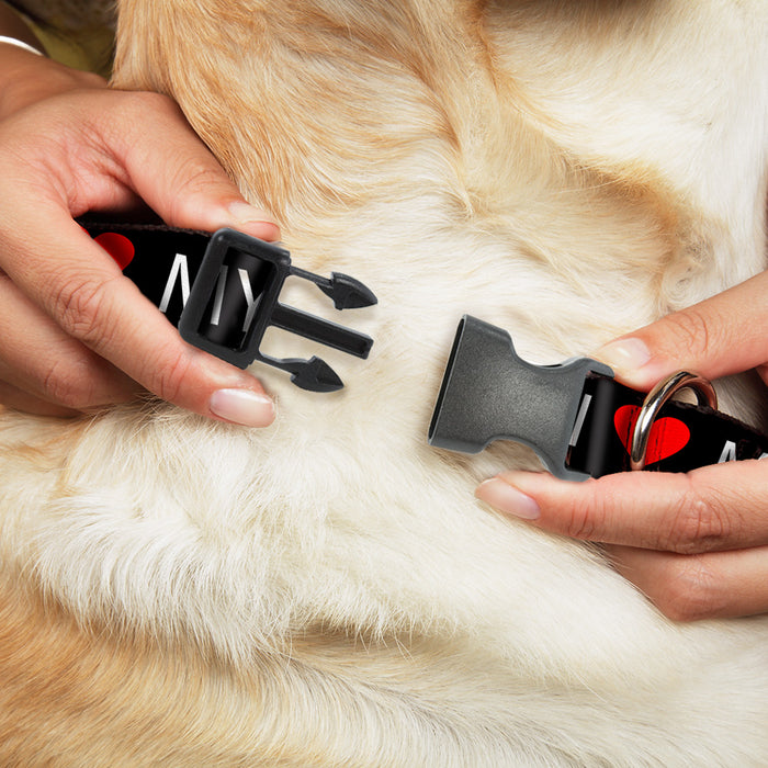 Plastic Clip Collar - I "HEART" MY "WIENER" Dog Silhouette Black/White/Red Plastic Clip Collars Buckle-Down   