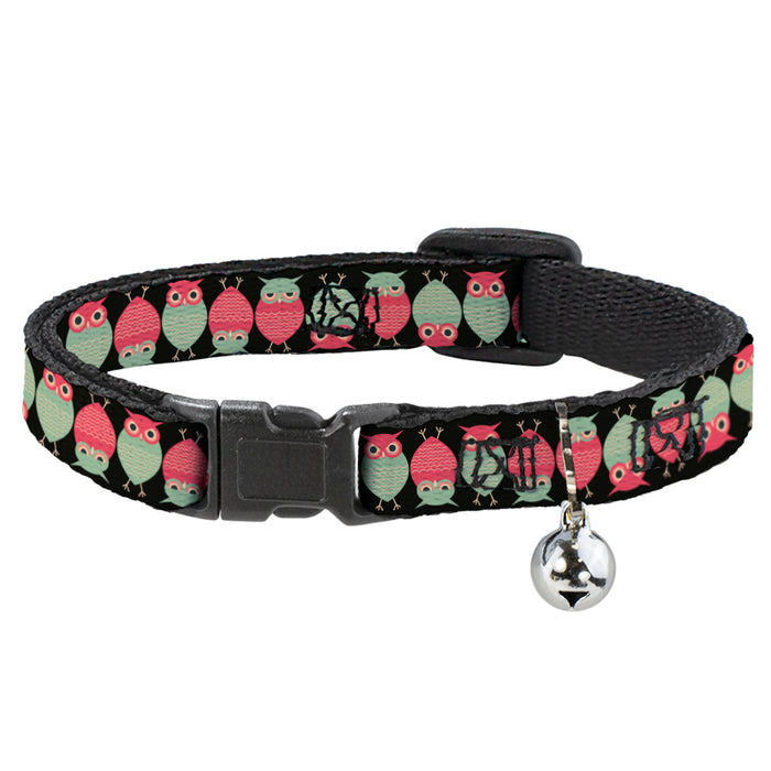 Cat Collar Breakaway - Owls Flip Black Mauve Sage Breakaway Cat Collars Buckle-Down   