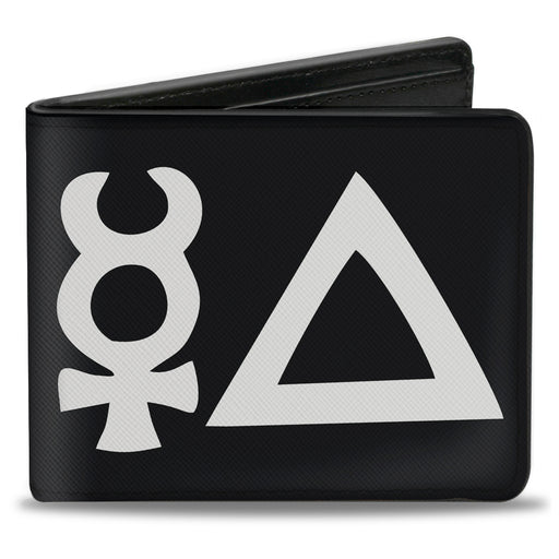 Bi-Fold Wallet - Alchemy Symbols CLOSE-UP Black White Bi-Fold Wallets Buckle-Down   
