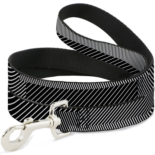 Dog Leash - Hash Mark Stripe Black/White Dog Leashes Buckle-Down   