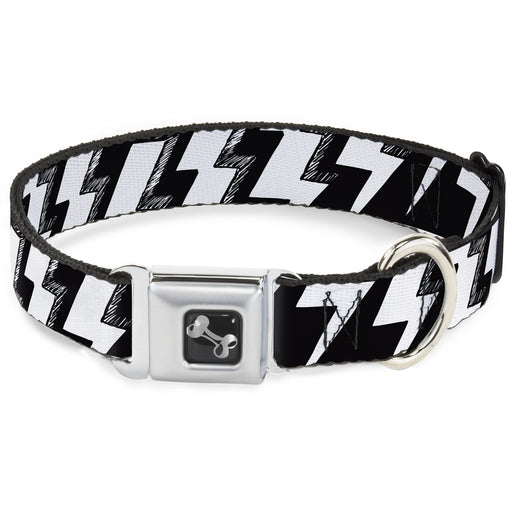 Dog Bone Seatbelt Buckle Collar - Lightning Bolts Sketch Black/White Seatbelt Buckle Collars Buckle-Down   