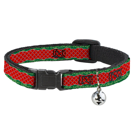 Cat Collar Breakaway - Holiday Trim Stripe Green Red Breakaway Cat Collars Buckle-Down   