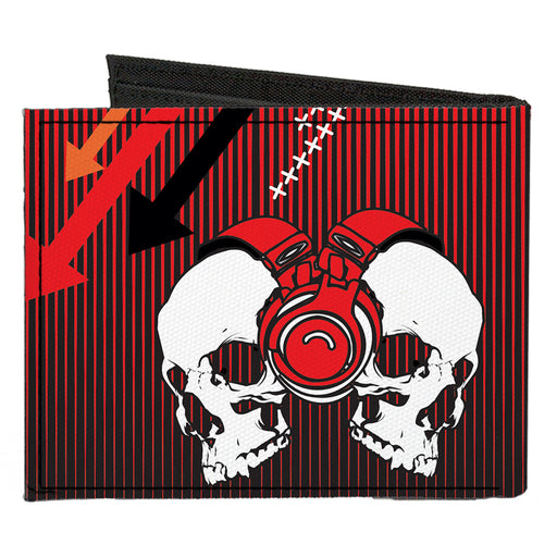 Canvas Bi-Fold Wallet - DJ Skulls Up Down Black Red Canvas Bi-Fold Wallets Buckle-Down   