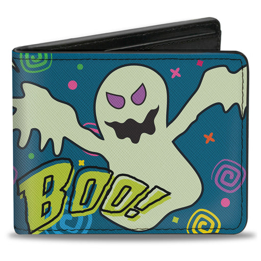 Bi-Fold Wallet - Ghost BOO! Blue Multi Color Bi-Fold Wallets Buckle-Down   