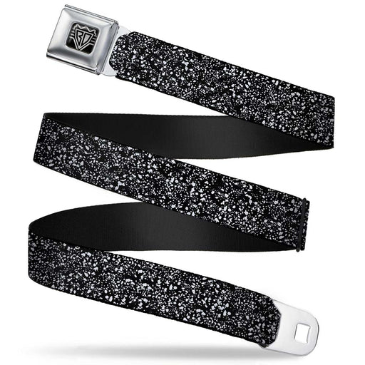 BD Wings Logo CLOSE-UP Full Color Black Silver Seatbelt Belt - Speckle Black/White Webbing Seatbelt Belts Buckle-Down   