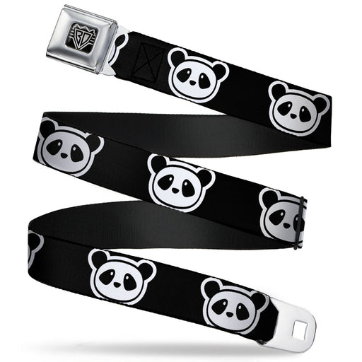 BD Wings Logo CLOSE-UP Full Color Black Silver Seatbelt Belt - Panda Bear Cartoon2 Black/White Webbing Seatbelt Belts Buckle-Down   