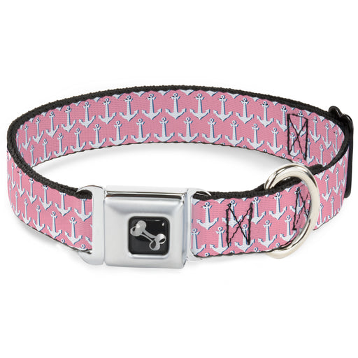 Dog Bone Seatbelt Buckle Collar - Anchor2 Monogram Baby Pink/Baby Blue/White Seatbelt Buckle Collars Buckle-Down   