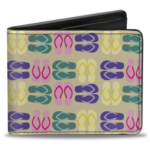 Bi-Fold Wallet - Flip Flops4 Sand Multi Color Bi-Fold Wallets Buckle-Down   