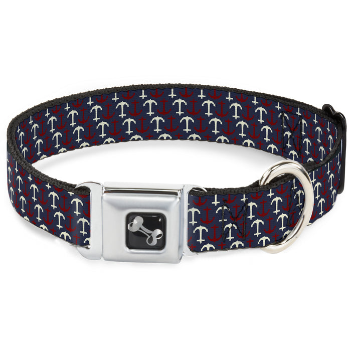 Dog Bone Seatbelt Buckle Collar - Anchor3 Flip Navy/Red/Cream Seatbelt Buckle Collars Buckle-Down   