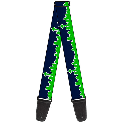 Guitar Strap - Seattle Skyline Navy Lime Green Guitar Straps Buckle-Down   