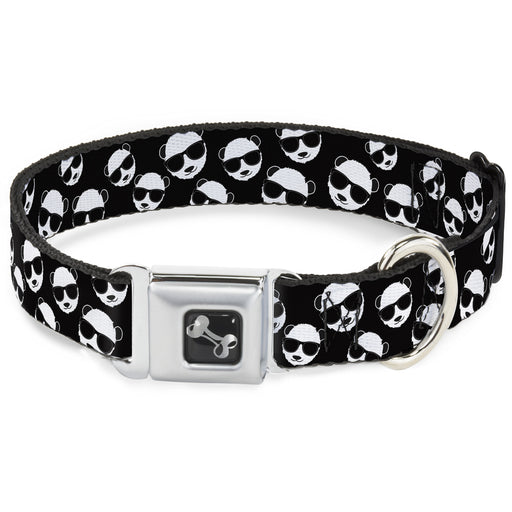 Dog Bone Seatbelt Buckle Collar - Multi Panda w/Sunglasses Black/White Seatbelt Buckle Collars Buckle-Down   