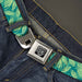 BD Wings Logo CLOSE-UP Full Color Black Silver Seatbelt Belt - Palm Leaves Stacked Pastel Greens Webbing Seatbelt Belts Buckle-Down   