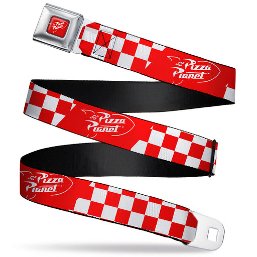 Toy Story PIZZA PLANET Logo Full Color Red/White Seatbelt Belt - Toy Story PIZZA PLANET Logo Checker Red/White Webbing Seatbelt Belts Disney   