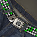 BD Wings Logo CLOSE-UP Full Color Black Silver Seatbelt Belt - Houndstooth Black/White/Neon Green Webbing Seatbelt Belts Buckle-Down   