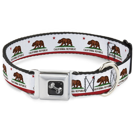 Dog Bone Seatbelt Buckle Collar - California State Flag White Seatbelt Buckle Collars Buckle-Down   
