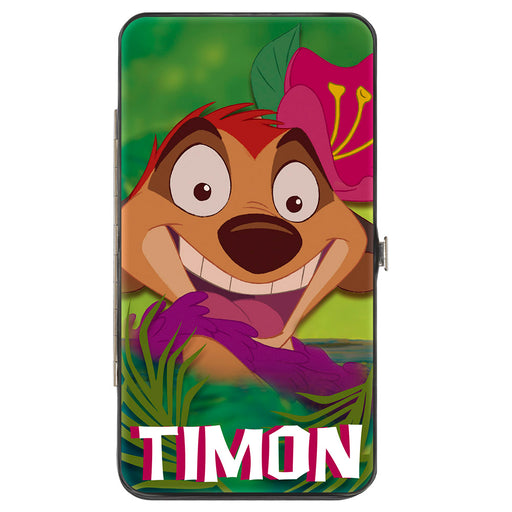 Hinged Wallet - Lion King TIMON Hula Dance Face Leaves Greens Hinged Wallets Disney   