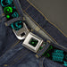 Monsters Eye Full Color Black Neon Green Seatbelt Belt - Monsters Inc. Sully & Mike Poses/GRRRRR! Black/Turquoise/Green Webbing Seatbelt Belts Disney   
