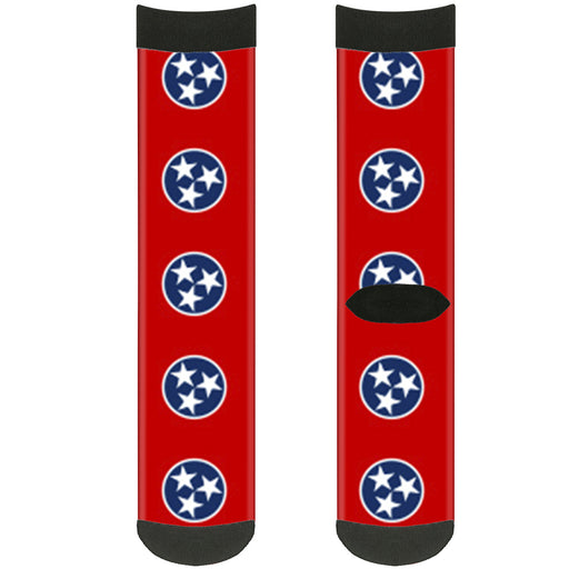 Sock Pair - Polyester - Tennessee Flag Stars Red White Blue - CREW Socks Buckle-Down   