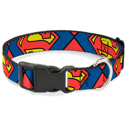 Plastic Clip Collar - Superman Shield CLOSE-UP Blue/Red/Yellow Plastic Clip Collars DC Comics   