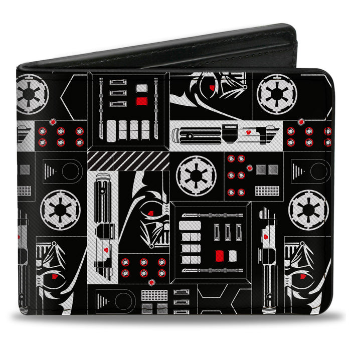 Bi-Fold Wallet - Star Wars Darth Vader Icons Collage Black White Red Bi-Fold Wallets Star Wars   