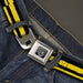 BD Wings Logo CLOSE-UP Full Color Black Silver Seatbelt Belt - Racing Stripe2 Weathered Black/Yellow Webbing Seatbelt Belts Buckle-Down   