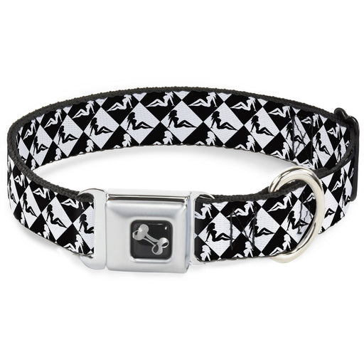 Dog Bone Seatbelt Buckle Collar - Mud Flap Girl Diamonds Black/White Seatbelt Buckle Collars Buckle-Down   