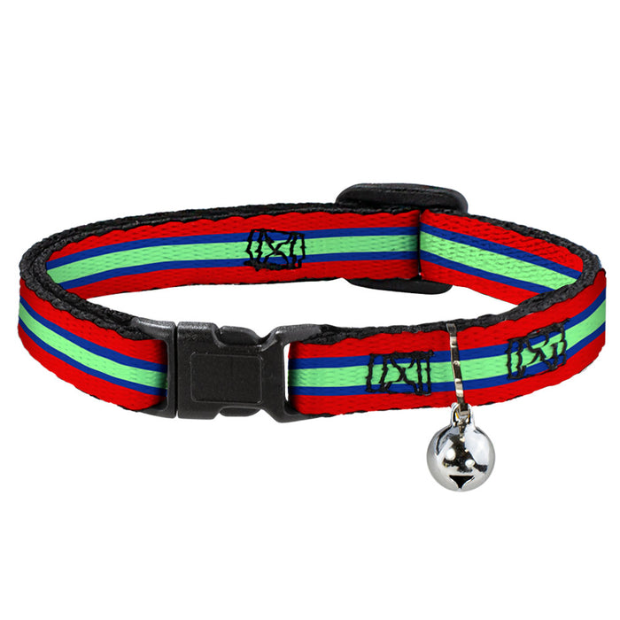 Cat Collar Breakaway - Stripes Red Blue Green Breakaway Cat Collars Buckle-Down   